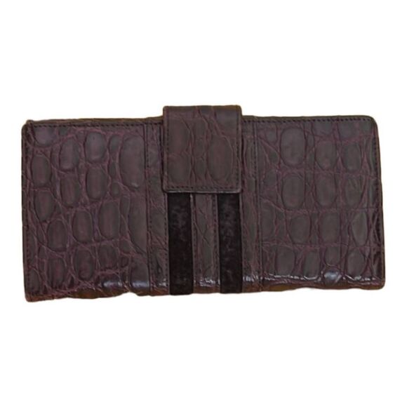 Gucci Aubergine Crocodile Skin Long Wallet GUC with Dust Bag RARE - Picture 3 of 12
